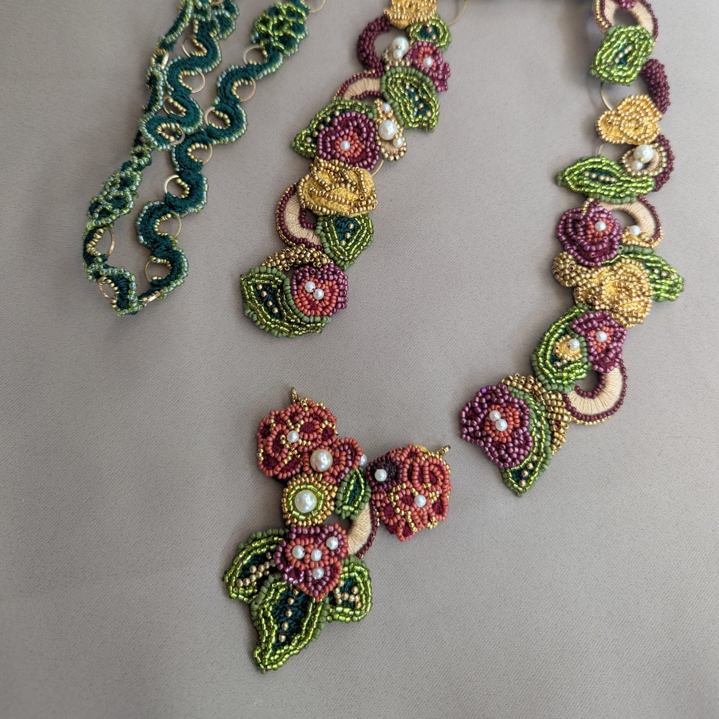 Rukmini 2-in-1 botanical inspired necklace with detachable front facing pendant clasp exclusively at Mayaani Jewellery UK where statement style can be worn as often as everyday.