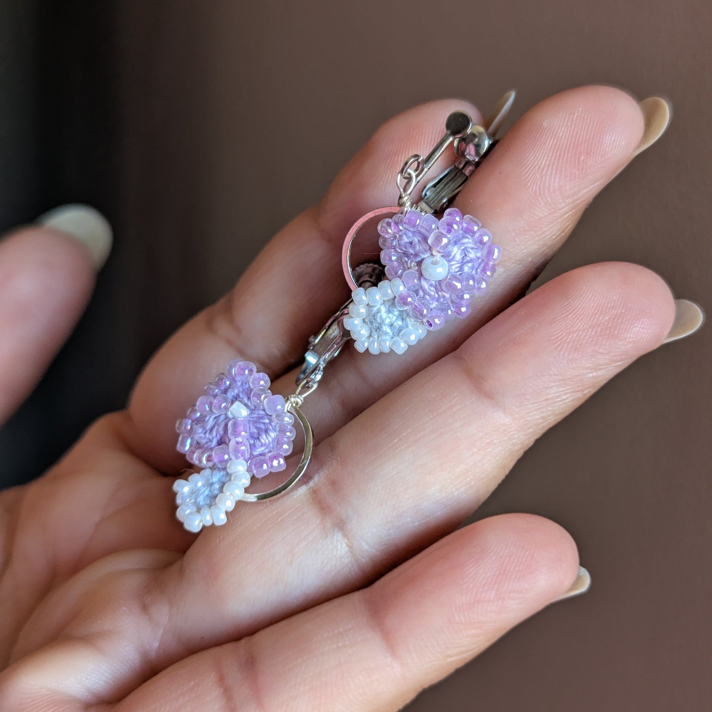 Malti clip-on earrings side profile - hand-wrapped rose gold copper wire at hoop crown with stainless steel screw-back fastenings for exceptional comfort.