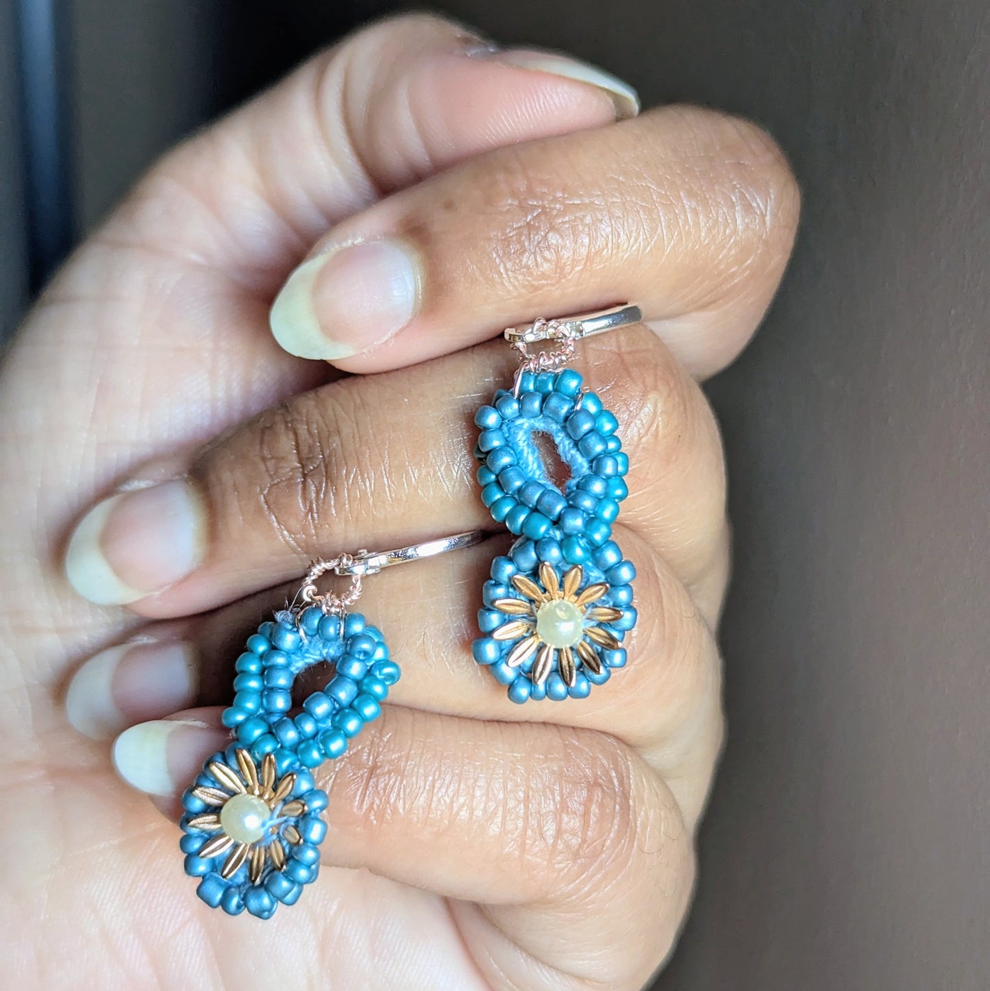 Tara | Blue & Gold Star-Inspired Beaded Earrings