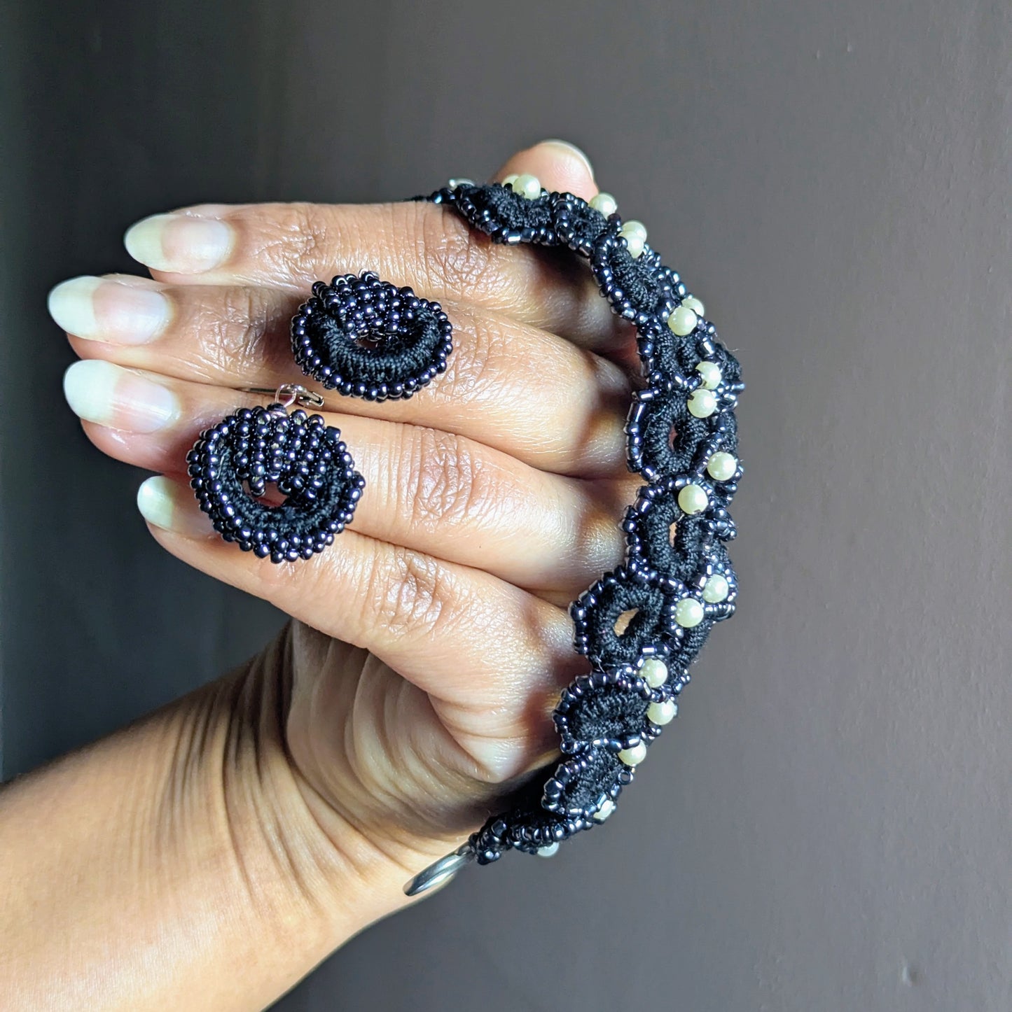 One-of-a-kind crochet and pearl jewellery set from Mayaani Jewellery's Everyday Edit.