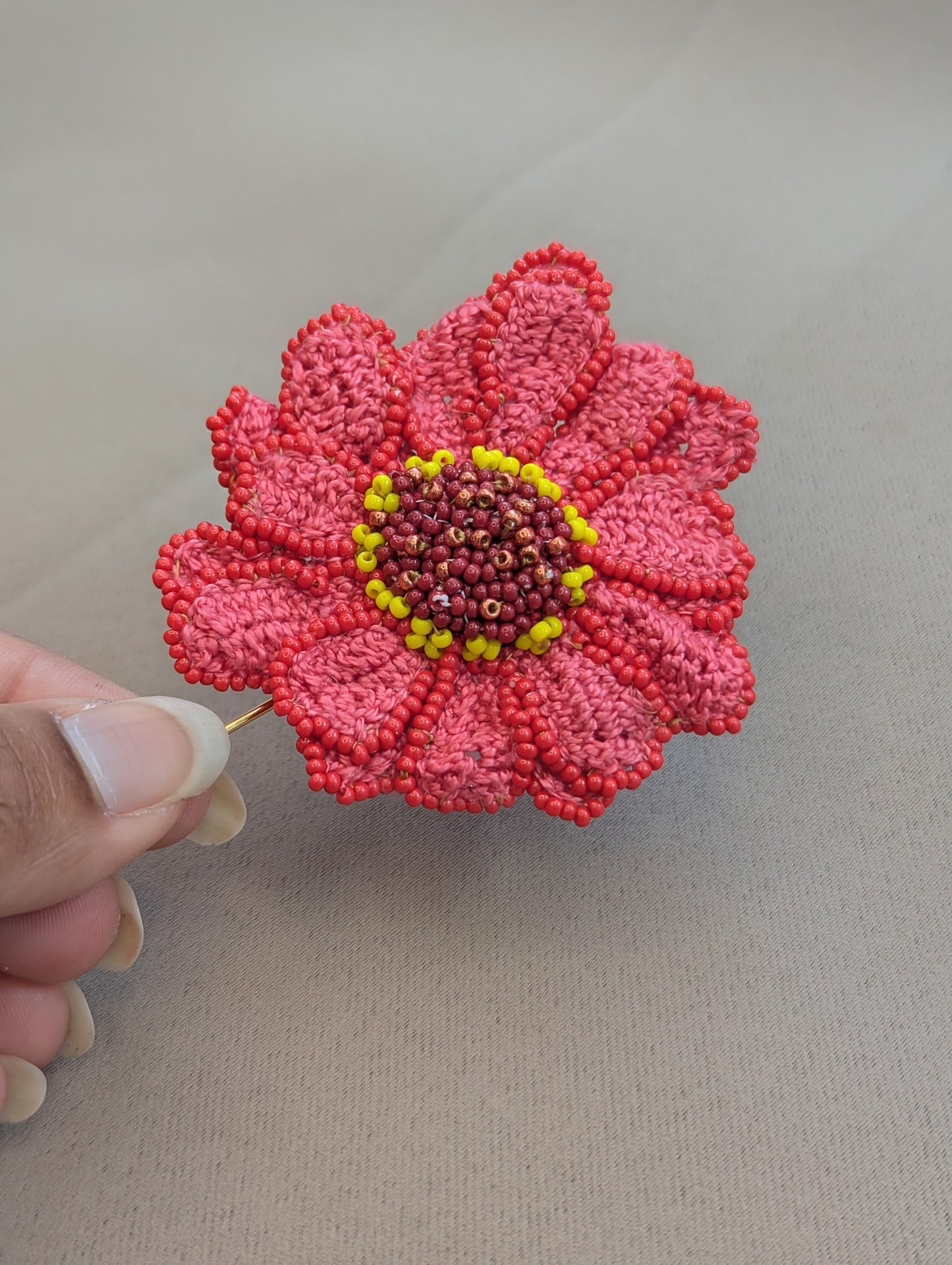 Zinnia | Handmade Floral Brooch | Garden of Becoming | Mayaani